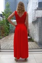 Long crepe dress Liz crossed bust medium brace deep thigh slit - Detail