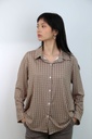 [200693] Blouse Niene nm20 met lange mouwen  - Beige-donkerbruin Detail