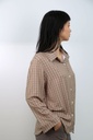 [200693] Blouse Niene nm20 met lange mouwen  - Beige-donkerbruin Detail