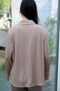 [200693] Blouse Niene nm20 met lange mouwen  - Beige-donkerbruin Detail
