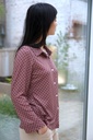 [200693] Blouse Niene nm20 met lange mouwen  - Bordeaux-beige Detail