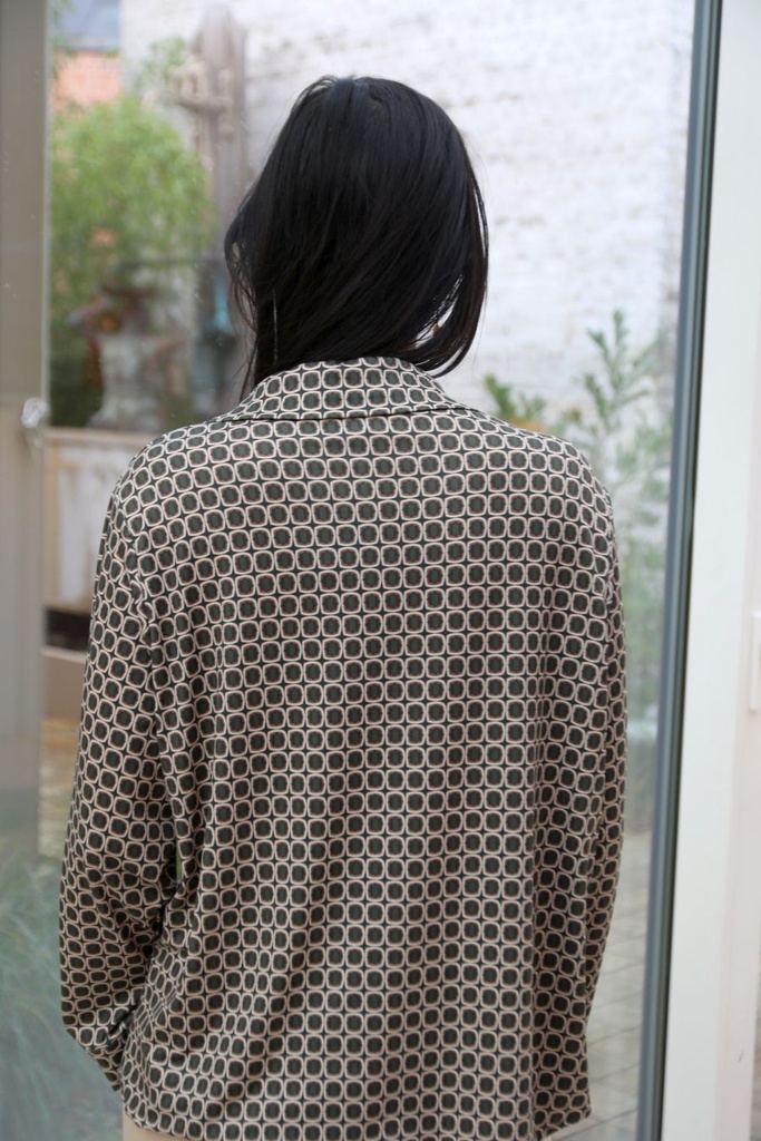 [200693] Blouse Niene nm20 met lange mouwen  - Groen-beige Detail