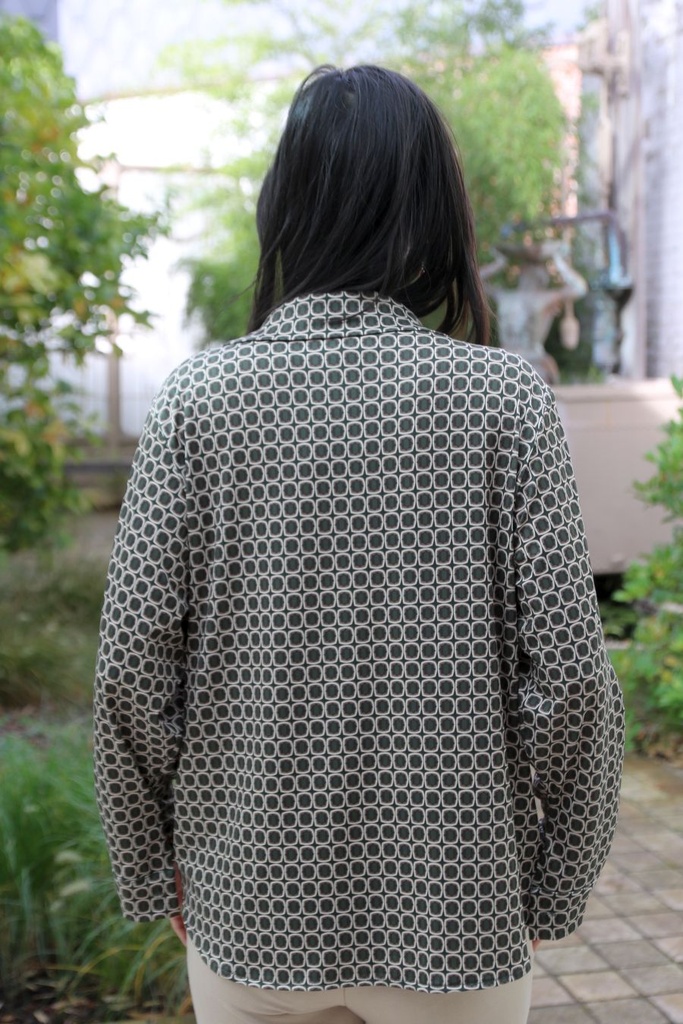 [200693] Blouse Niene nm20 met lange mouwen  - Groen-beige Detail