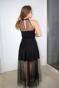 Long crepe dress Lewis band around neckline - Zwart Detail