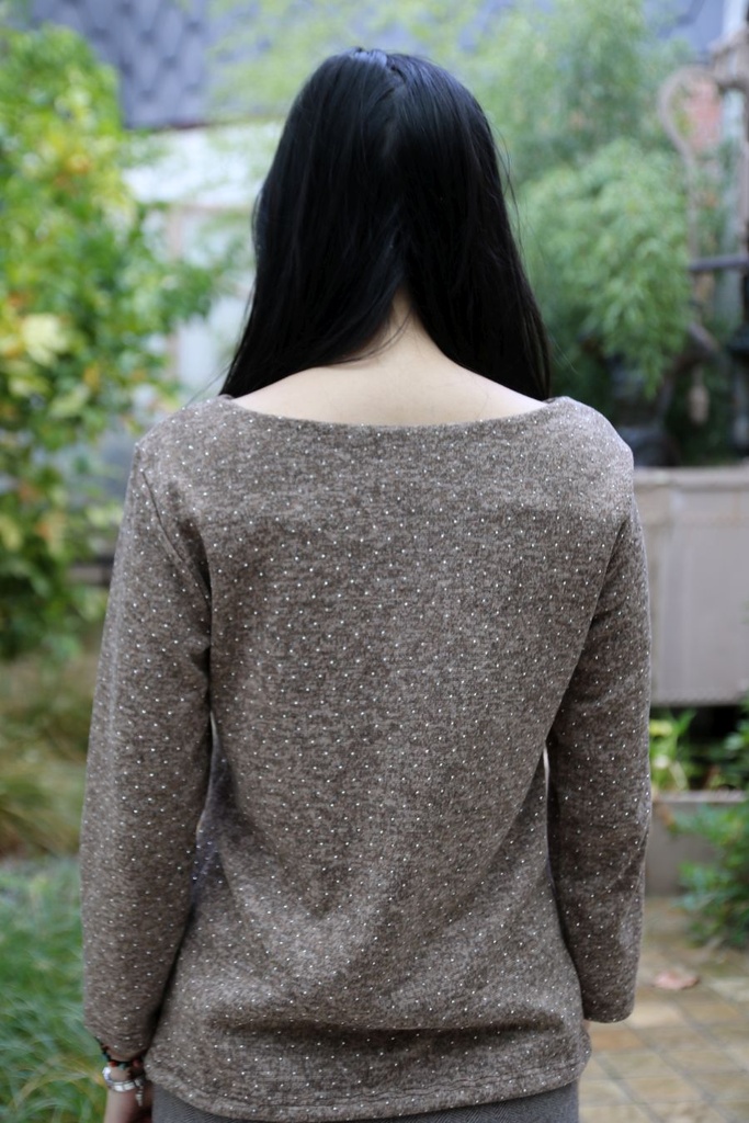 [200694] Tricot pull Nils  met glittersteentjes  - Taupe Detail