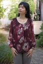 [200695] Blouse Nore nm 36 open hals gevoerd  - Bordeaux-beige Detail