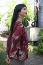 [200695] Blouse Nore nm 36 open hals gevoerd  - Bordeaux-beige Detail