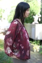 [200695] Blouse Nore nm 36 open hals gevoerd  - Bordeaux-beige Detail