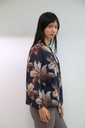 [200695] Blouse Nore nm 36 open hals gevoerd  - Donkerblauw-beige Detail