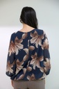 [200695] Blouse Nore nm 36 open hals gevoerd  - Donkerblauw-beige Detail