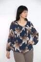 [200695] Blouse Nore nm 36 open hals gevoerd  - Donkerblauw-beige Detail