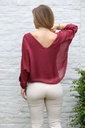 [10017241] Silk blouse Liza nm100 V&V neck bat sleeve - Bordeaux Detail