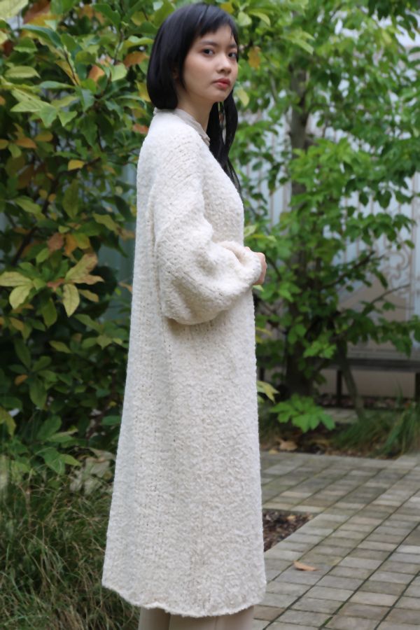 [200698] Lange cardigan Nika nm20 in boucléstof - Beige Detail