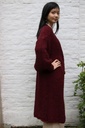 [200698] Lange cardigan Nika nm20 in boucléstof - Bordeaux Detail