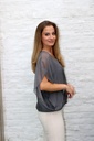 [10017241] Silk blouse Liza nm100 V&V neck bat sleeve - Donkergrijs Detail
