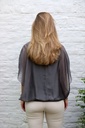 [10017241] Silk blouse Liza nm100 V&V neck bat sleeve - Donkergrijs Detail
