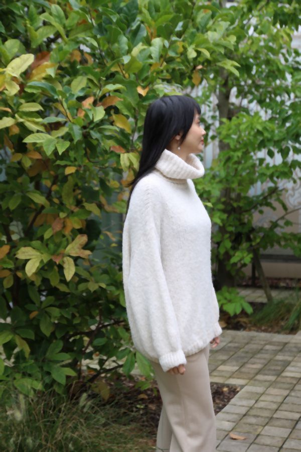 [200699] Tricot pull Nigel nm18 hoge rolkraag - Wolwit Detail