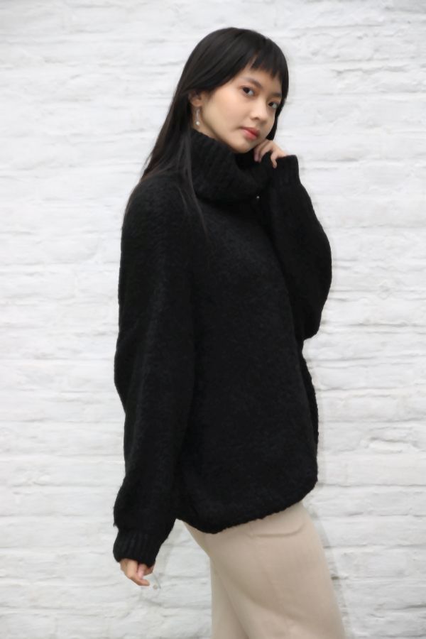 [200699] Tricot pull Nigel nm18 hoge rolkraag - Zwart Detail