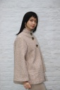 Korte jas Lyana opstaande kraag wol look 3 knopen    - Beige Detail