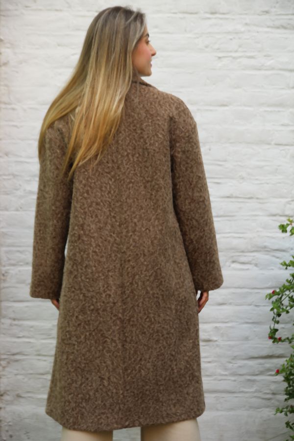 [200682] Jas Leonidas reverskraaag gekookte wol look 2 knopen  - Bruin-beige Detail