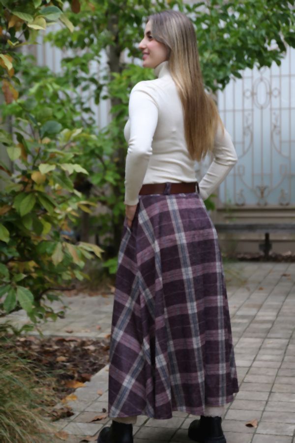 [200686] Klokrok Noelle nm35 met geruite print  - Violet-grijs-blauw Detail