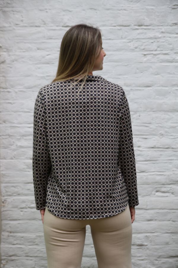 [200693] Blouse Niene nm20 met lange mouwen  - Zwart-beige Detail