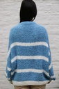 Gestreepte bouclé-pull Mahir nm20 - Hemelsblauw-wit Detail