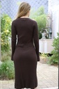 [10017369] Geribde jurk Mads met trompetmouw nm50 - Bruin Detail