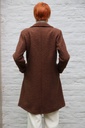 [200749] Lange mantel Noel fijne boucléstof reverskraag  - Donkerbruin Detail