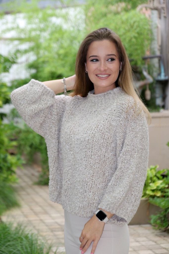Pul Levy nm30 bouclé stand-up collar - Beige Detail
