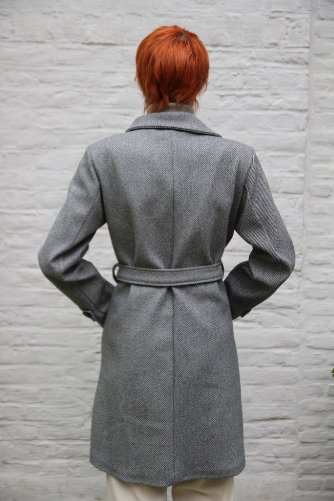 [10017290] Jas Leonoor puntkraag diagonaal geribde stof - Grijs Detail