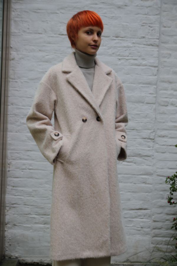 [200682] Jas Leonidas reverskraaag gekookte wol look 2 knopen  - Beige Detail