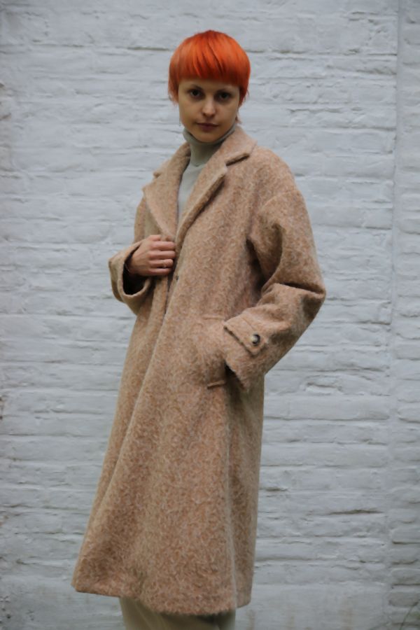 [200682] Jas Leonidas reverskraaag gekookte wol look 2 knopen  - Camel Detail