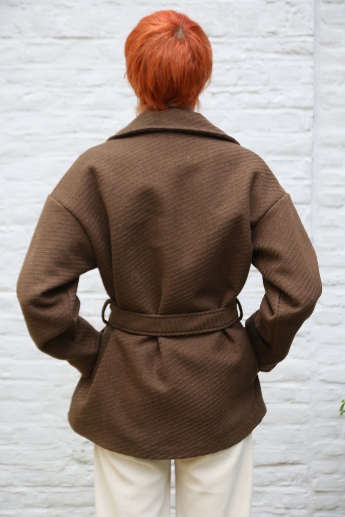 [10017496] Korte jas Lizze 20nm grote puntkraag  - Bruin Detail