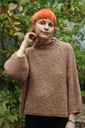 [200662] Pull Nine nm30 in boucléstof 3/4 mouwen ronde hals - Camel Detail