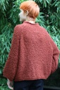 [200662] Pull Nine nm30 in boucléstof 3/4 mouwen ronde hals - Roestbruin Detail