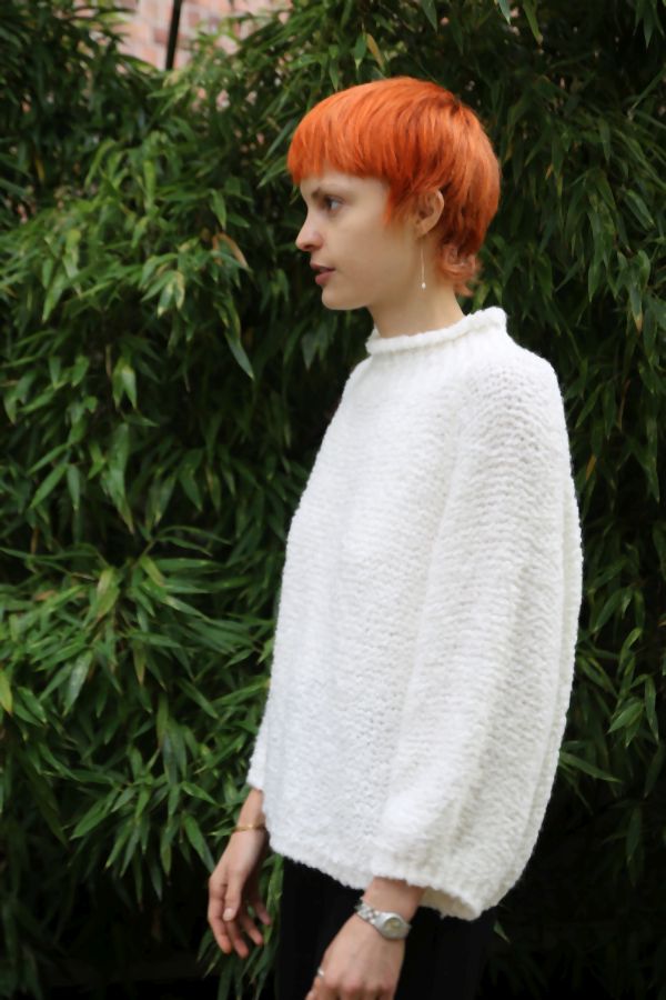 [200662] Pull Nine nm30 in boucléstof 3/4 mouwen ronde hals - Wolwit Detail