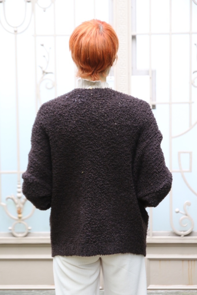 [10017429] Cardigan Laureen nm30 bouclé V-hals zakken grovere bouclé - Bruin Detail