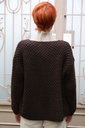 [200774] Tricot cardigan Nowi nm20 grofgebreid ronde hals - Donkerbruin Detail