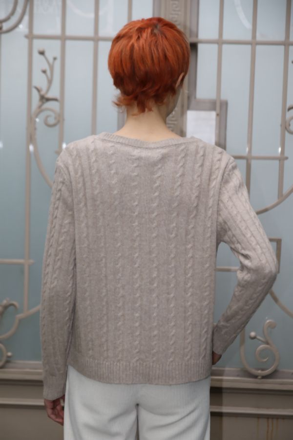 [10017420] Pul Lani nm90 kabelsteek open hals bevat kasjmier en wol - Camel Detail