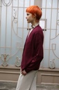 [200759] Cardigan Nicolaas nm80 fijne tricot v-hals knopjes - Bordeaux Detail