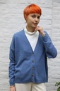 [200759] Cardigan Nicolaas nm80 fijne tricot v-hals knopjes - Jeansblauw Detail