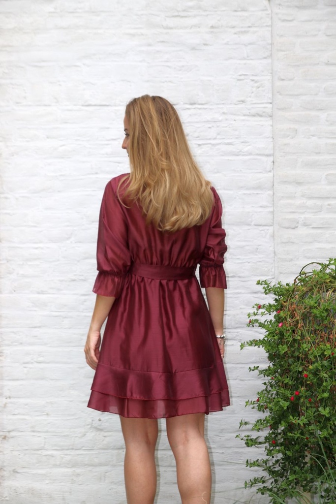 Cocktail dress Leendert nm85 envelope skirt tencel - Bordeaux Detail