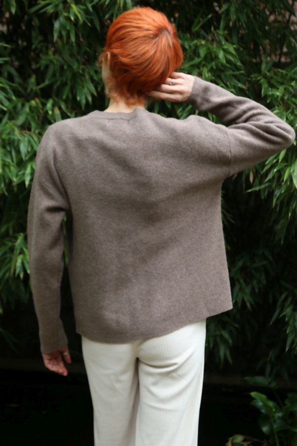 Tricot pull Noam nm100 ronde hals  - Taupe Detail