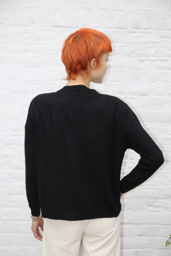 Tijdloze cardigan Maes nm80 - Zwart Detail