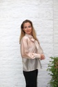 [10017249] Blouse Len nm85 jabot collar puffed cuff - Beige Detail