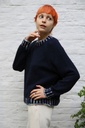 Pull Mieke met gestreepte kraag en boord nm26 - Donkerblauw-lichtblauw Detail