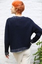 Pull Mieke met gestreepte kraag en boord nm26 - Donkerblauw-lichtblauw Detail