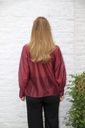 [10017249] Blouse Len nm85 jabot collar puffed cuff - Bordeaux Detail