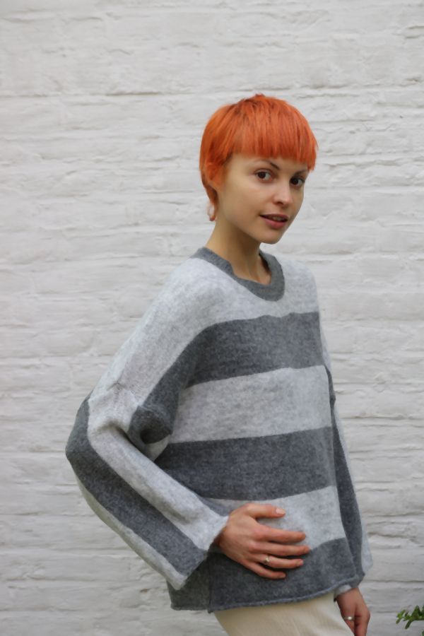 Gestreepte trui Meis nm26 - Grijs-lichtgrijs Detail